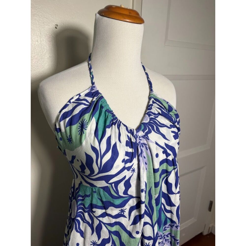 Xirena Maggie Dress Sz XS Blue White Cotton Maxi Maximalist Artsy Boho abstract - Picture 4 of 6